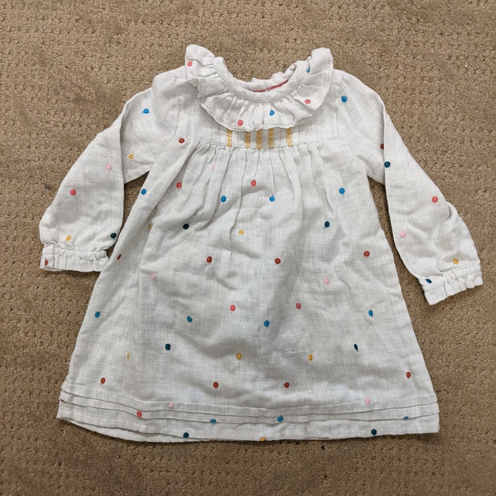 Baby Boden dot dress 6-12 gray and polka dots GUC